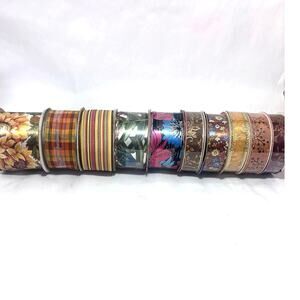 10 Rolls New Used Satin Organza Floral Gift Wrap Crafting Sewing Ribbon Rolls